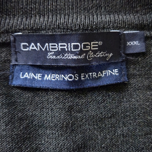 Cambridge Extra Fine Merino Wool V-Neck Sweater Elbow Patches XXXL - Picture 2 of 8